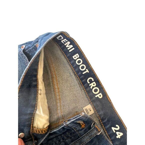J.Crew Demi Boot Crop Jeans Frayed Cuff Med Rinse Sz 24 EUC Preppy Denim Goals - Picture 4 of 9